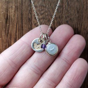 18 Inch Sterling Silver Bird And Shell Pendants Necklace